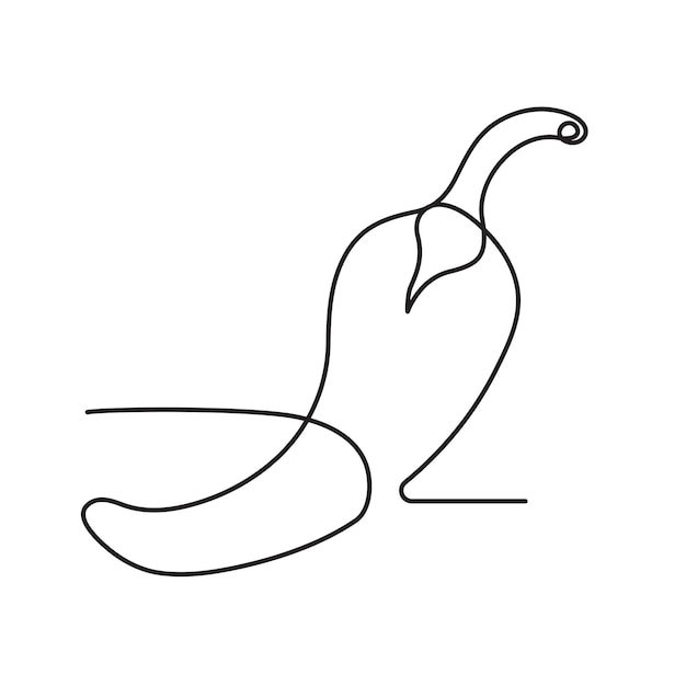 Continuous single line drawing of hot chili vector illustration design on white background