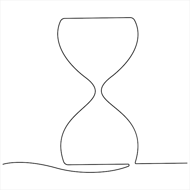 Continuous single line drawing of hourglass with flow sand Retro timer as time passing concept