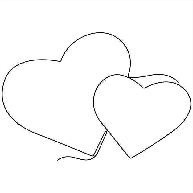 Continuous single line drawing of love sign Love heart single line drawing minimalist illustration