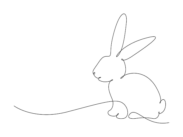 continuous single line drawing of rabbit cute bunny simple drawn vector illustration pro vector