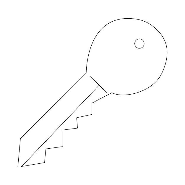 Continuous single line lock key outline vector art drawing