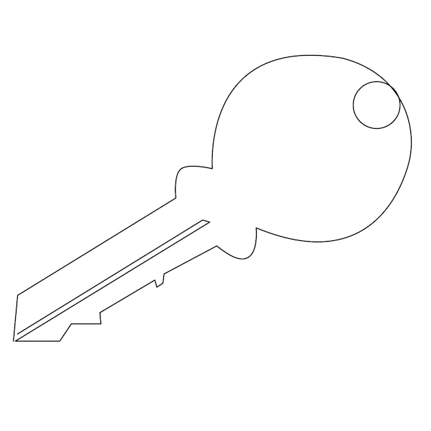 Continuous single line lock key outline vector art drawing