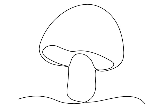 Continuous single line of drawing of mushroom editable outline vector illustration