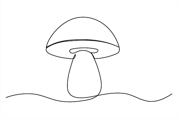 Continuous single line of drawing of mushroom editable outline vector illustration