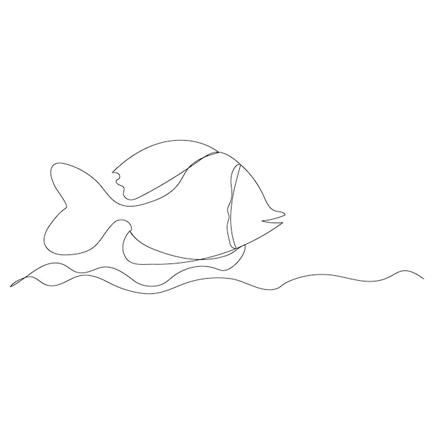 continuous single one line drawing of fish simple clown fish international world oceans day vector i