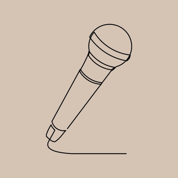 continuous single one line drawing of microphone vector illustration