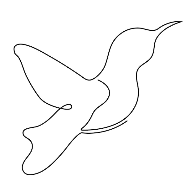 continuous singleline art of hummingbird flying bird one line drawing vector and illustration