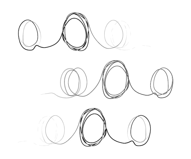 Continuous thin line egg drawing Hand drawn lined egg shape monoline eggs