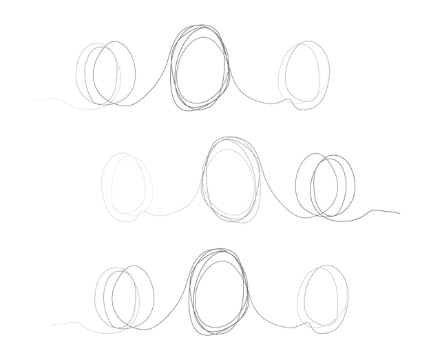 Continuous thin line egg drawing hand drawn lined egg shape monoline eggs