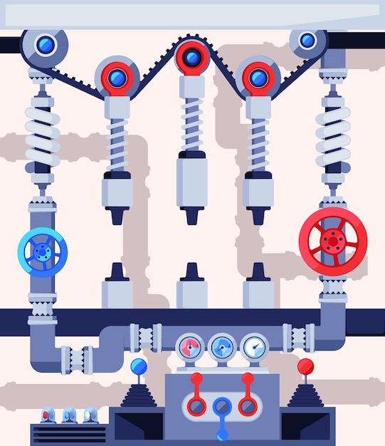 conveyor industrial robotic technology abstract machines garish vector flat conveyor illustrations robot conveyor machine industrial manufacturing
