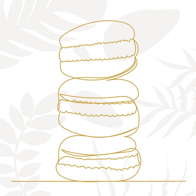 cookie drawing by one continuous line on abstract background vector