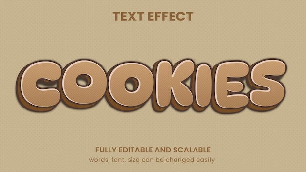 Cookies cake doughnut graphic style editable text effect
