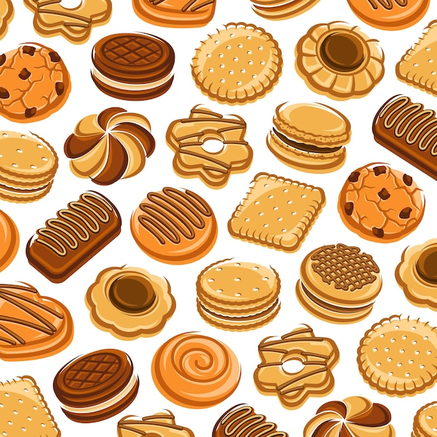 Cookies pattern background set. Collection icon cookies. Vector illustration