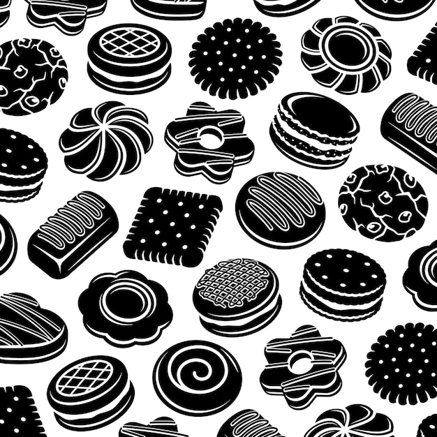 Cookies pattern background set Collection icon cookies Vector