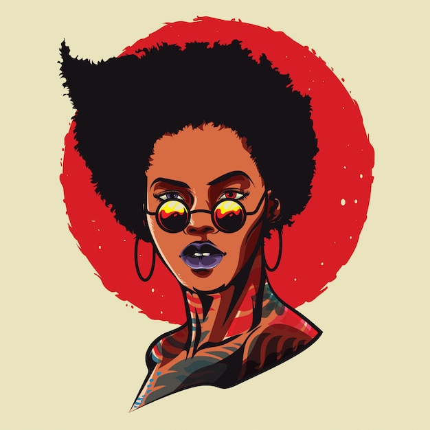cool afro girl illustration