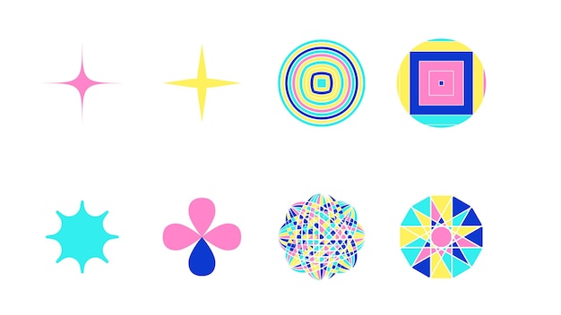 Cool Sparkle Icons Collection Shine Effect Sign Vector Design Set of Shapes