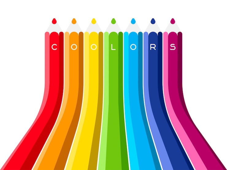 Vektör coolors set of the grow up color pencil. rainbow multicolored vector illustration