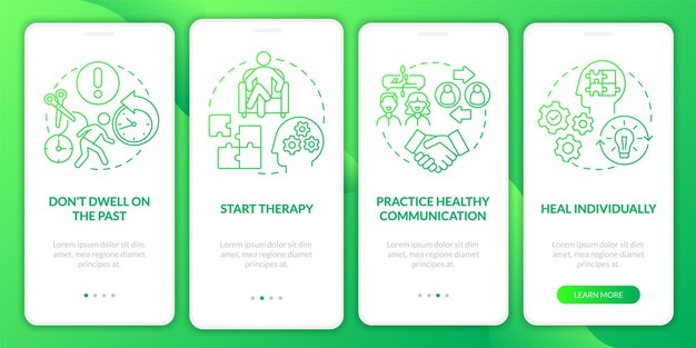 Coping with breakup onboarding mobile app page screen