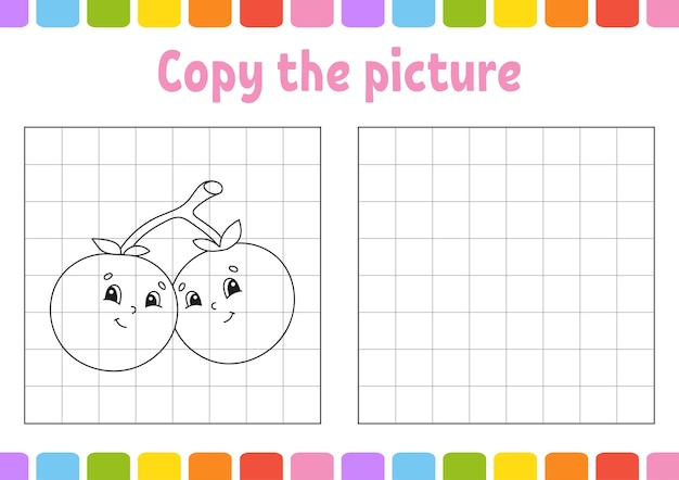 copy the picture coloring book pages for kids education developing worksheet game for children handwriting practice funny character cute cartoon vector illustration