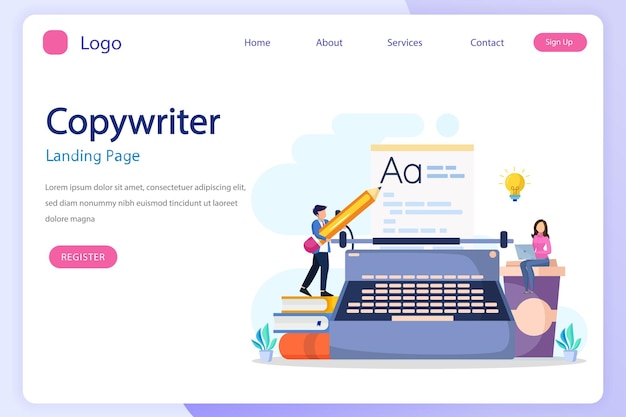 copywriter web banner or landing page set idea of writing texts flat vector