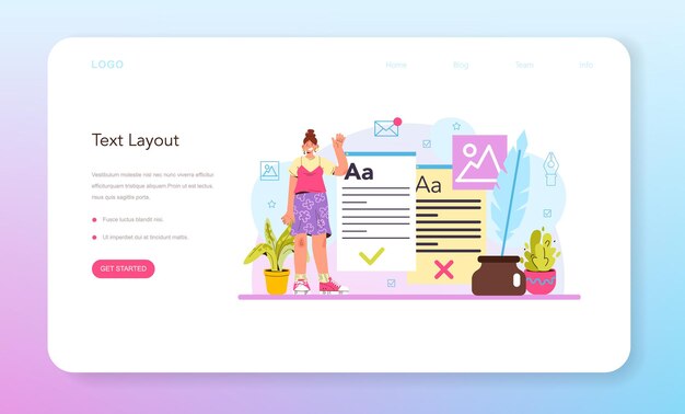 copywriter web banner or landing page writing texts and layout