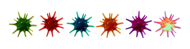 Corona Virus, Covid 19-NCP. Coronavirus nCoV denoted is single-stranded RNA virus. Set of realistic 3d viral cells. DNA and RNA Viruses. SARS-CoV2. Mers-CoV. Chameleon colors. Vector illustration