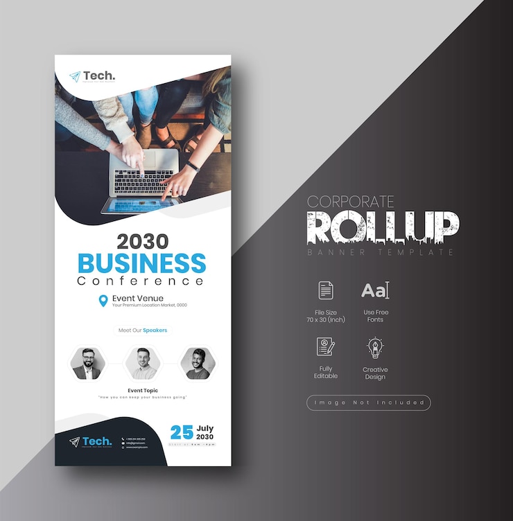 Vektör corporate business conference dl flyer or business webinar rack card flyer template