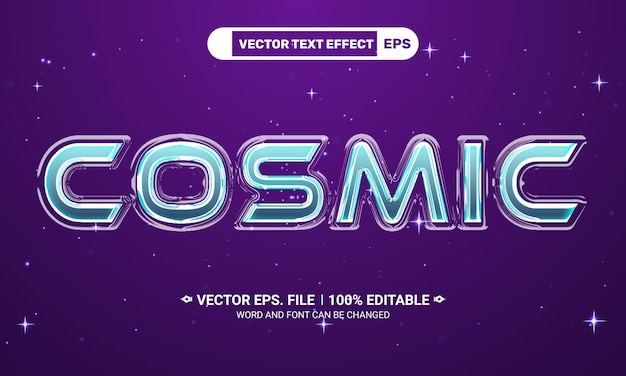 Cosmic 3d editable vector text effect on space background