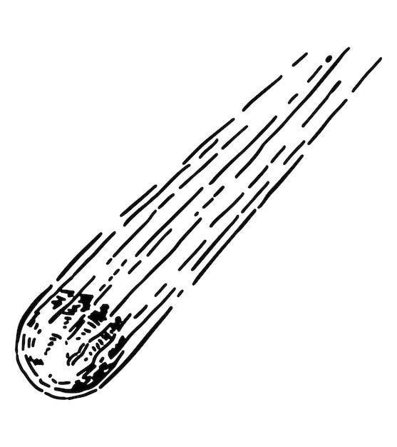 cosmic phenomenon doodle outline drawing of comet astronomy science sketch hand drawn vector illustration isolated on white
