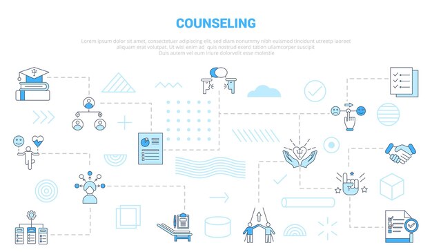 Counseling concept with icon set template banner with modern blue color style