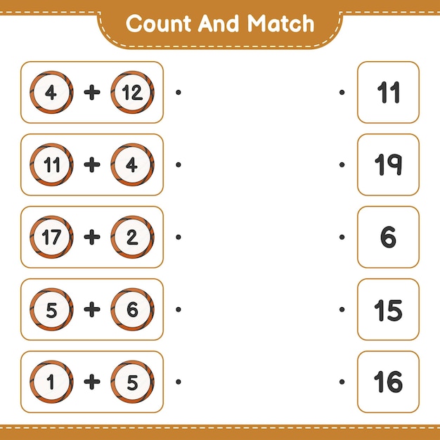 Count and match count the number of Basketball and match with the right numbers Educational children game printable worksheet vector illustration