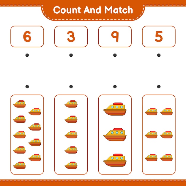 count and match count the number of boat and match with the right numbers