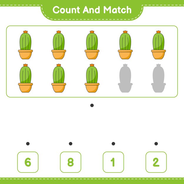 Count and match count the number of Cactus and match with the right numbers