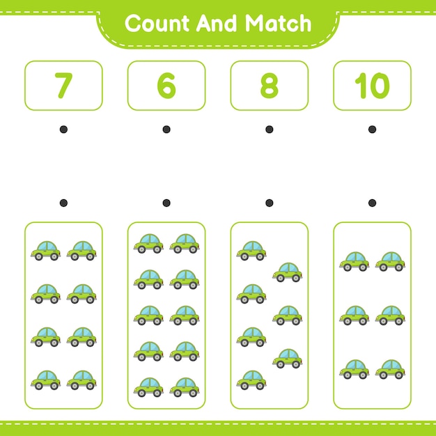 count and match count the number of car and match with the right numbers educational children game