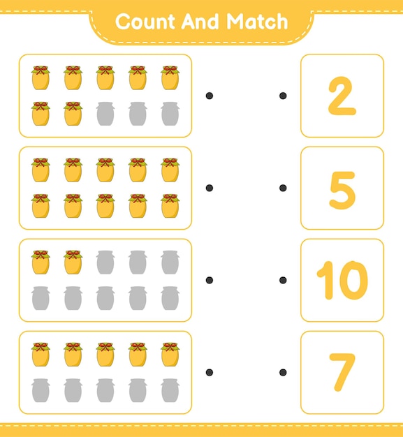 count and match count the number of jam and match with the right numbers educational children game