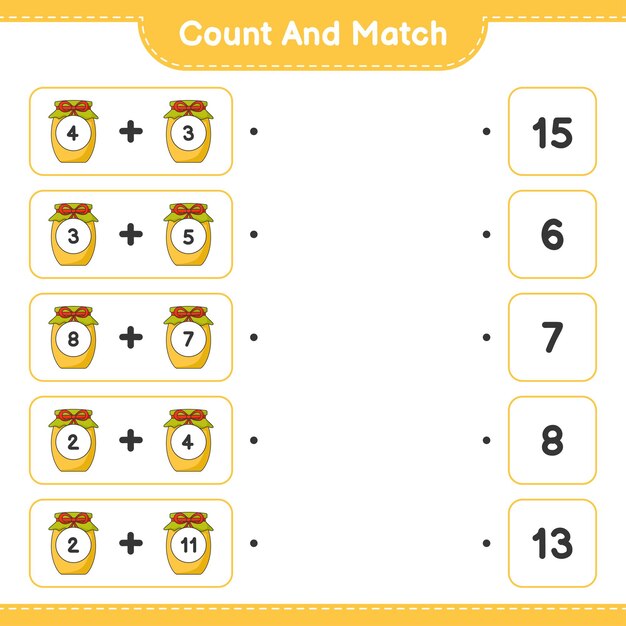 count and match count the number of jam and match with the right numbers educational children game