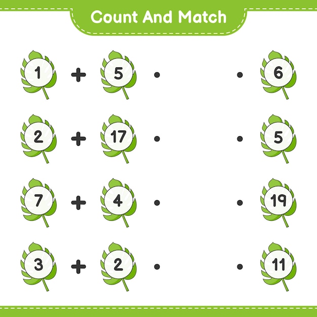 Count and match count the number of Monstera and match with the right numbers