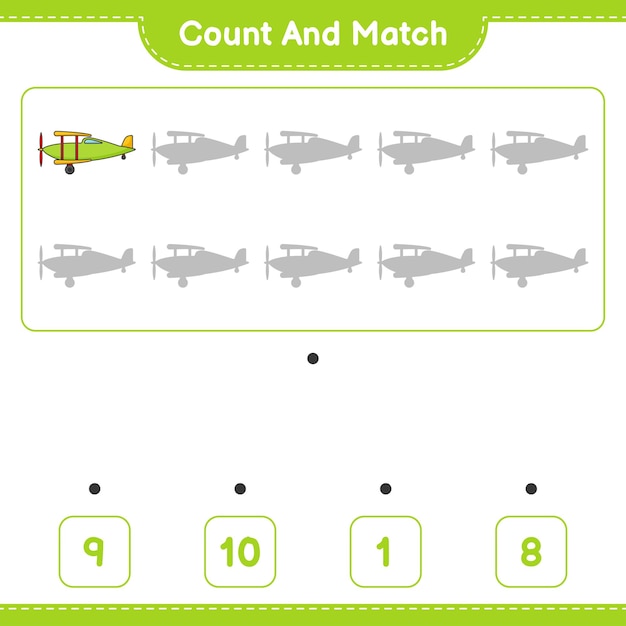 count and match count the number of plane and match with the right numbers
