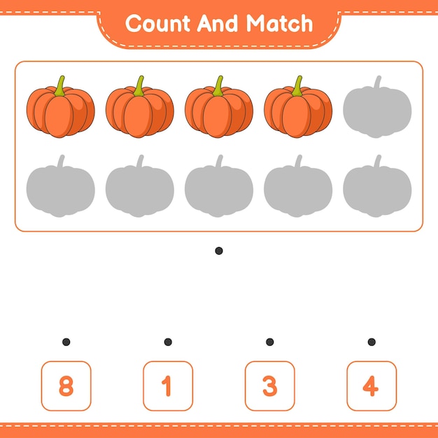 count and match count the number of pumpkin and match with the right numbers