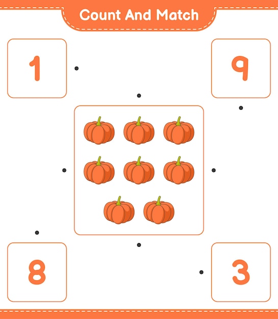 count and match count the number of pumpkin and match with the right numbers