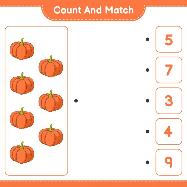 count and match count the number of pumpkin and match with the right numbers