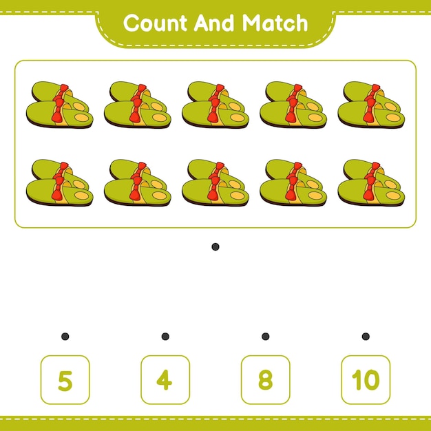 count and match count the number of slippers and match with the right numbers