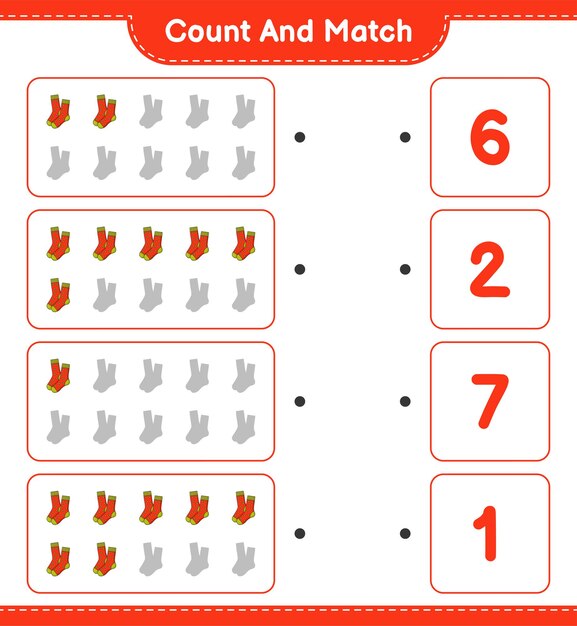 Count and match count the number of Socks and match with the right numbers
