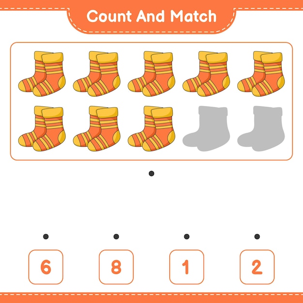 Count and match count the number of Socks and match with the right numbers