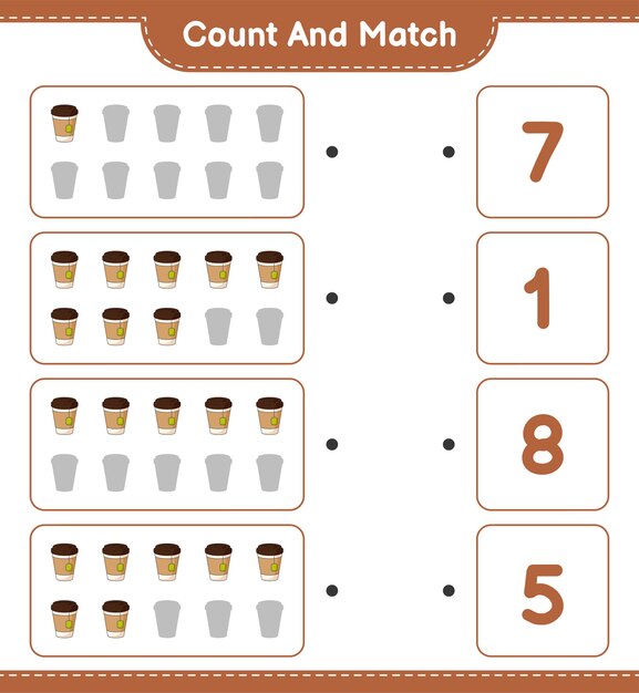 Count and match count the number of Tea Cup and match with the right numbers