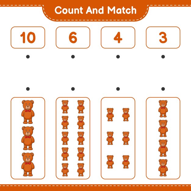 Count and match count the number of Teddy Bear and match with the right numbers