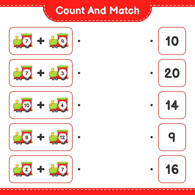 Count and match, count the number of Train and match with the right numbers