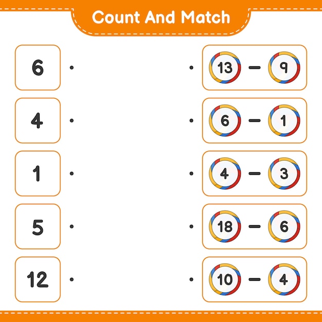Count and match count the number of Volleyball and match with the right numbers Educational children game printable worksheet vector illustration