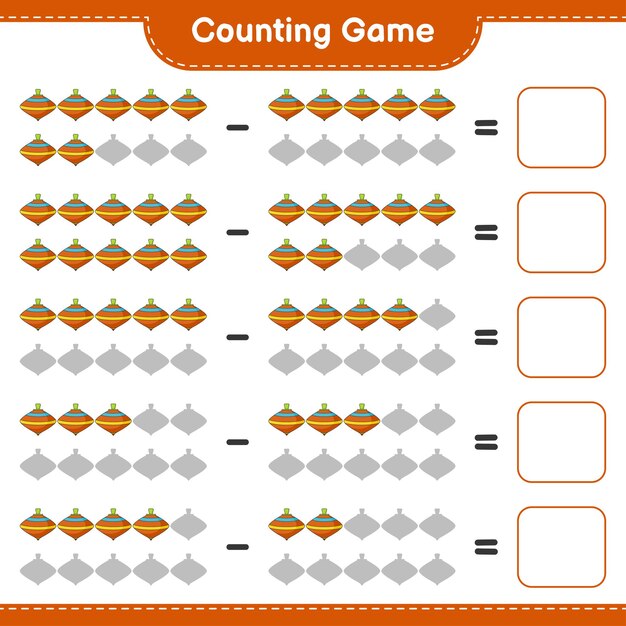 Count and match, count the number of Whirligig Toy and match with the right numbers. Educational children game, printable worksheet, vector illustration
