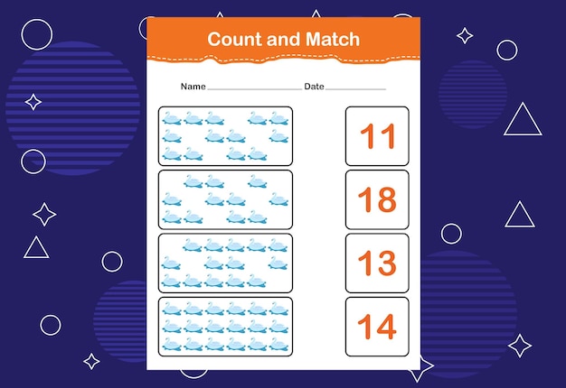 Count and match with the correct number Count how many birds and choose the correct number